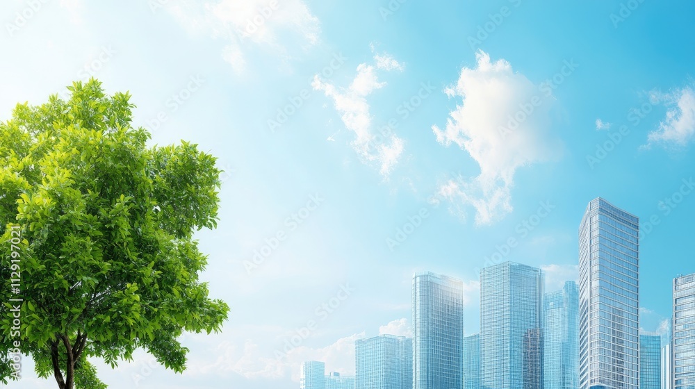 Obraz premium Modern skyline with innovative, eco-friendly buildings