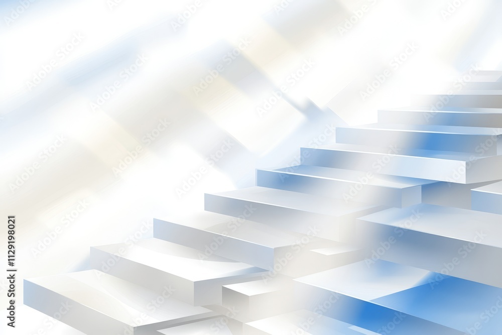 Abstract white stairs ascending into bright light, suggesting growth, success, and progress. Abstract white stairs ascending into bright light, suggesting growth, success, and progress.