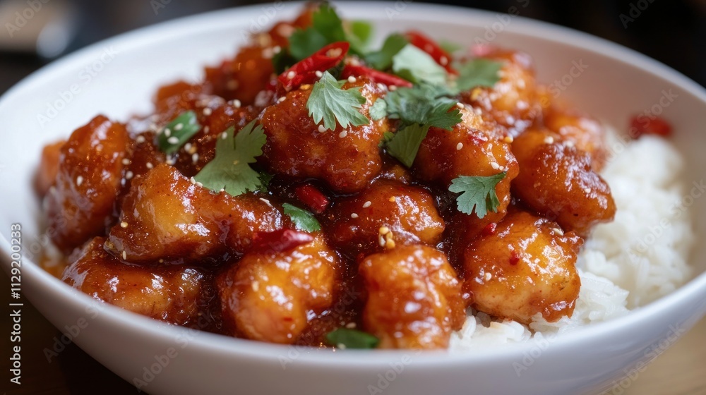 Delicious Sweet and Spicy Chicken with Rice Delicious Sweet and Spicy Chicken with Rice