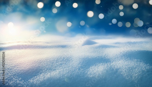 winter snow background texture with bokeh lighting