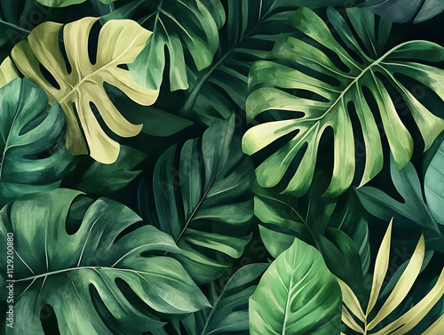 Wallpaper Mural Green leaves background Torontodigital.ca