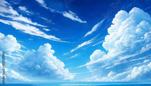 illustration of a blue anime cartoon style sky