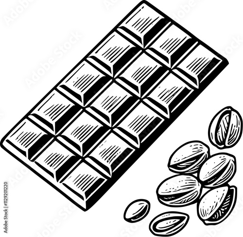 chocolate bar with pistachios, chocolaterie, brand, illustration, vector, design, graphic, eps, ai, png, transparent