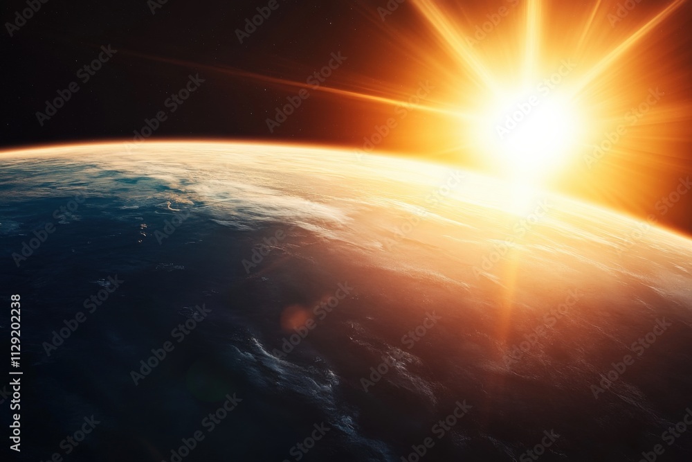 stunning view of earth from space at sunrise stunning view of earth from space at sunrise