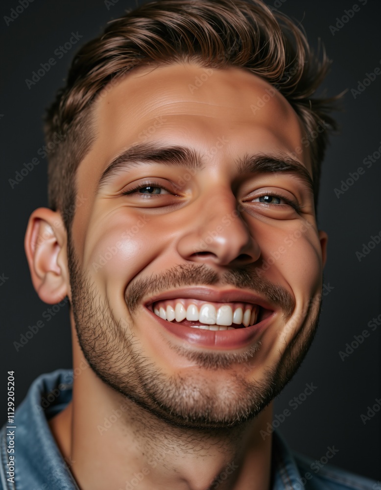 Portrait of a smiling young man showing his perfect white teeth Portrait of a smiling young man showing his perfect white teeth