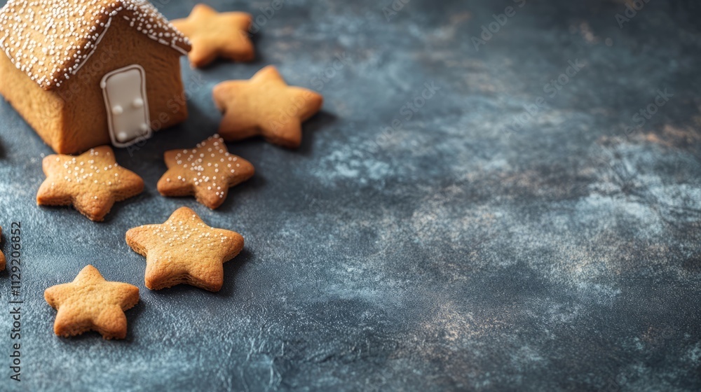gingerbreads with house. copy space gingerbreads with house. copy space