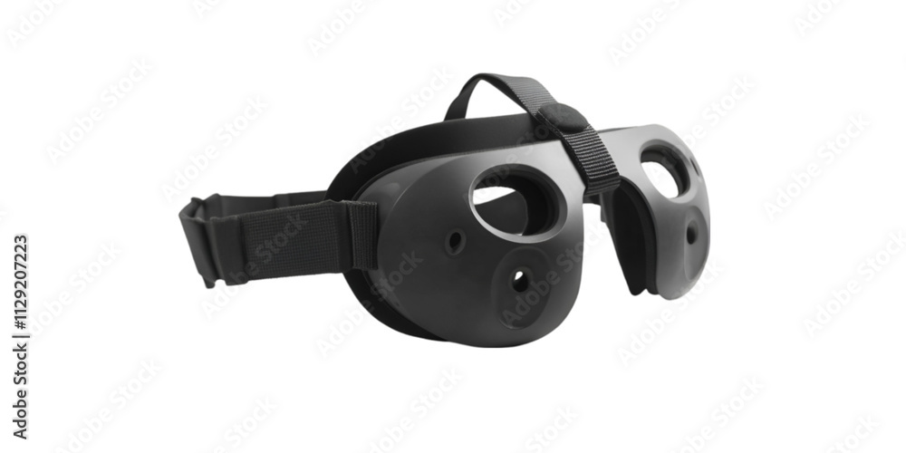 Obraz premium Advanced Virtual Reality Headset Isolated on Black Background