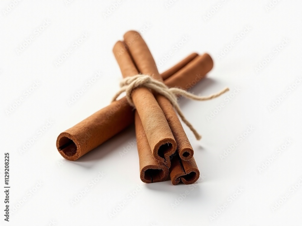 Natural Cinnamon Stick on Solid White Background Natural Cinnamon Stick on Solid White Background