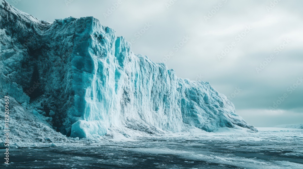 Glacial retreat in a remote polar region showcasing climate change effects on icy landscape. : Melting Glaciers and Rising Sea Levels Effects Glacial retreat in a remote polar region showcasing climate change effects on icy landscape. : Melting Glaciers and Rising Sea Levels Effects