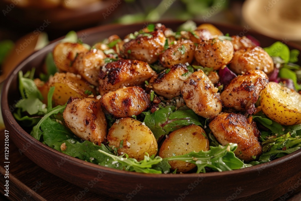 grilled chicken salad with roasted potatoes and greens grilled chicken salad with roasted potatoes and greens