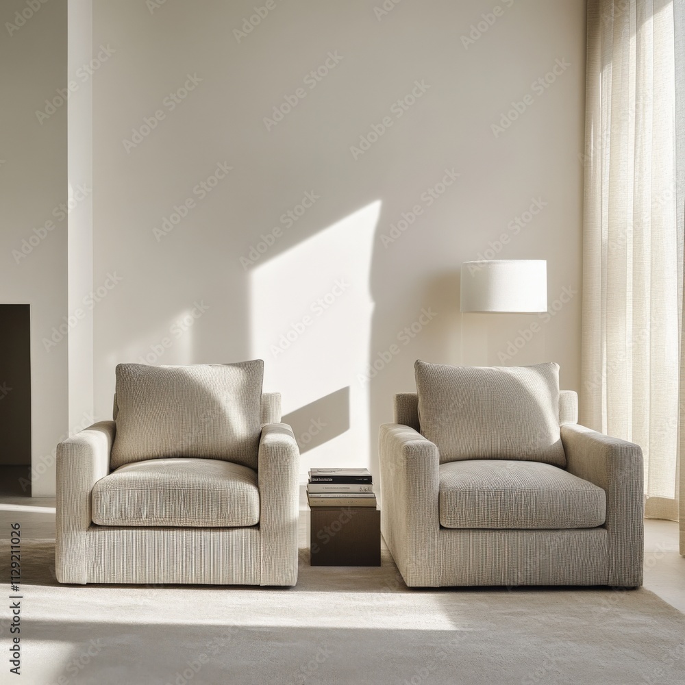 Fototapeta premium modern living room with cozy armchairs and natural light