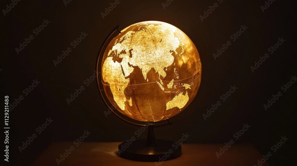 illuminated globe on a stand showcasing world geography illuminated globe on a stand showcasing world geography