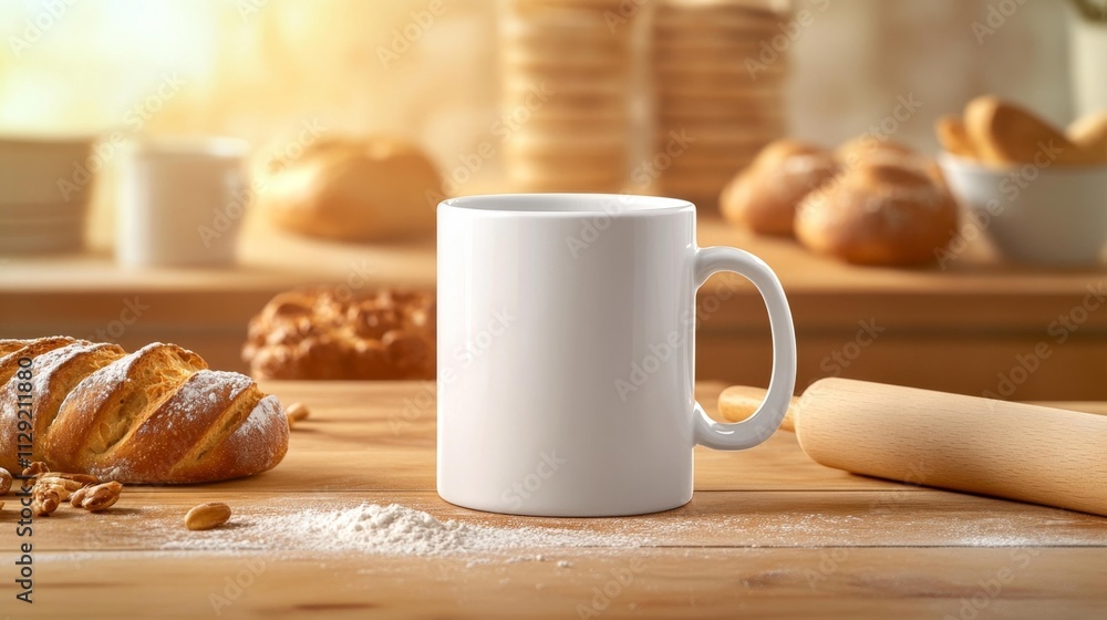 Bakery-Themed Mug Mockup. Generative AI Bakery-Themed Mug Mockup. Generative AI