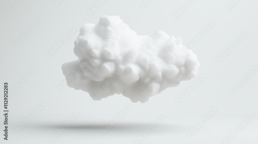 White fluffy cloud floating on minimalist bright background White fluffy cloud floating on minimalist bright background