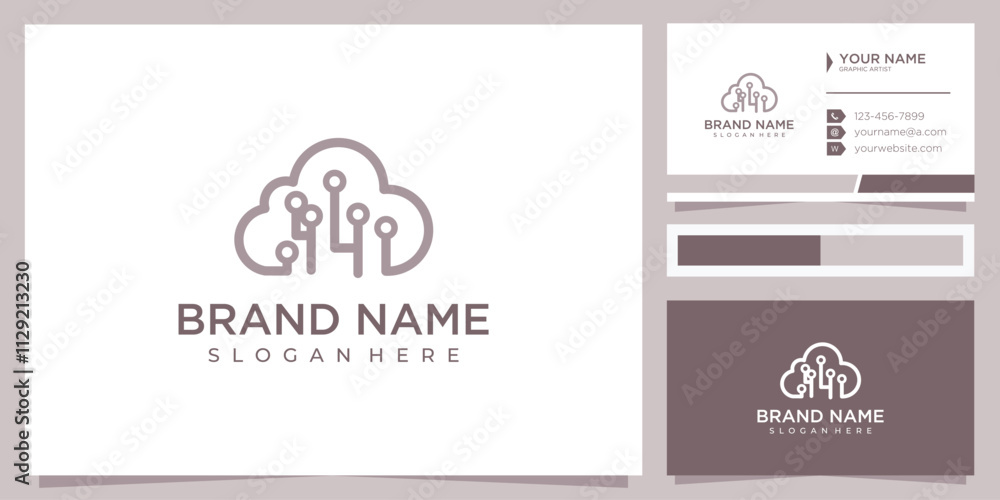 Cloud data logo design concept with business card Cloud data logo design concept with business card