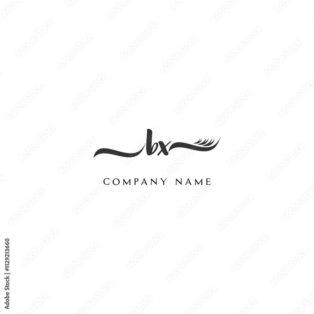 Minimalist BX Logo Design with Abstract Feather Element