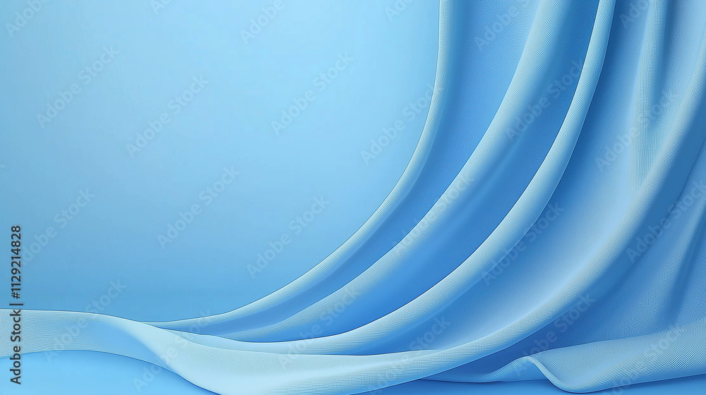 Elegant light blue drapery forming soft waves on a seamless background Elegant light blue drapery forming soft waves on a seamless background