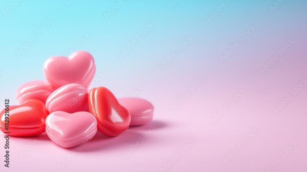 Obraz premium Heart Shaped Beads on Pastel Background. Generative AI