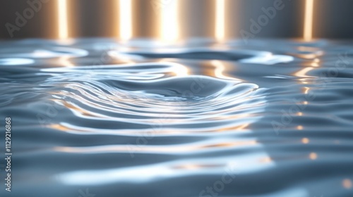 Brightly lit water ripples casting reflections on a neutral background, creating a calming and natural effect. photo