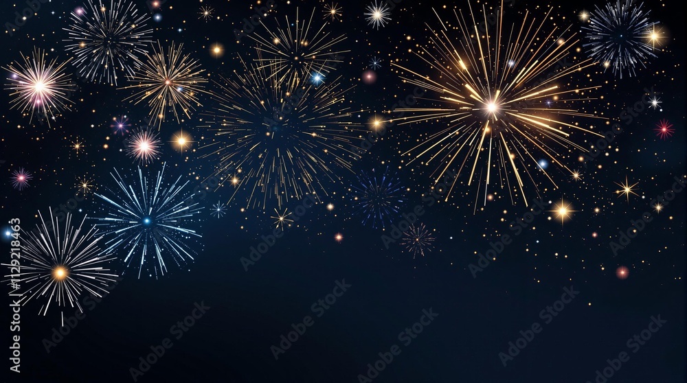Naklejka premium Vibrant New Years party backdrop Abstract fireworks background