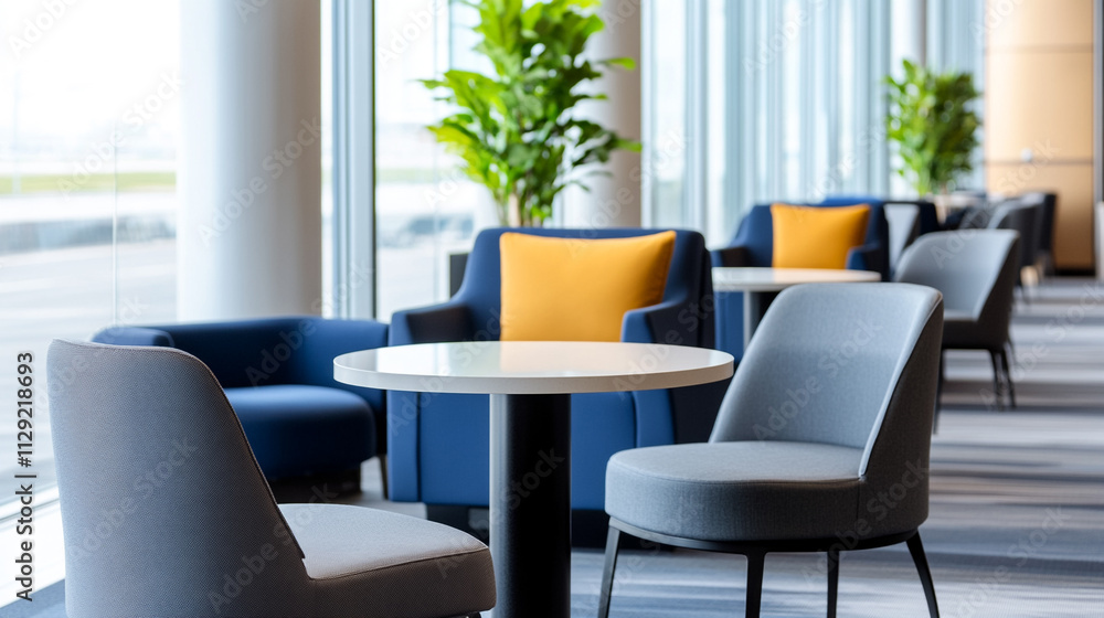 Modern lounge area with stylish seating and natural light. Modern lounge area with stylish seating and natural light.