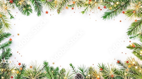 christmas background with fir branches and cones photo