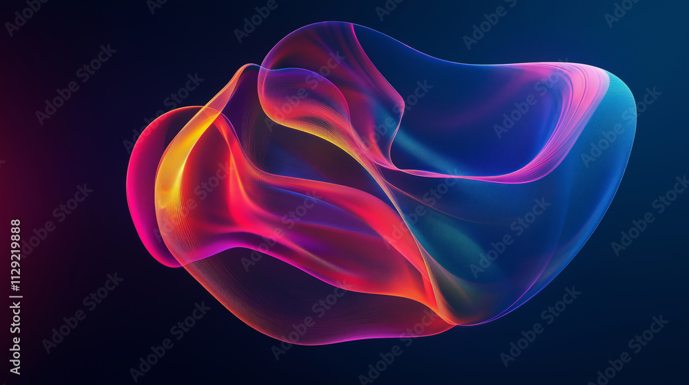 Abstract 3D Colorful Shape on Dark Gradient Background Abstract 3D Colorful Shape on Dark Gradient Background