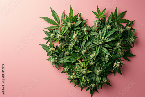 Cannabis Heart on Pink Background photo