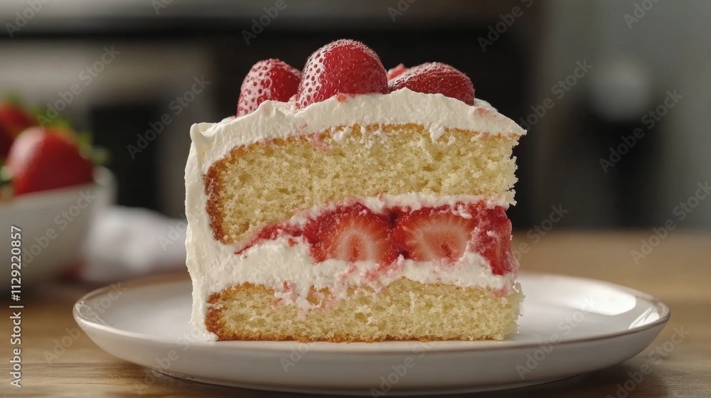 Delicious Strawberry Layer Cake with Whipped Cream and Fresh Berries Delicious Strawberry Layer Cake with Whipped Cream and Fresh Berries