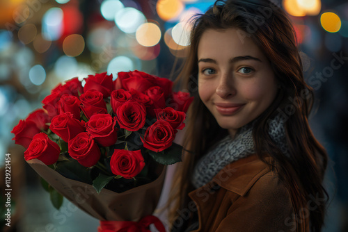 Romantic Gesture with Red Roses photo