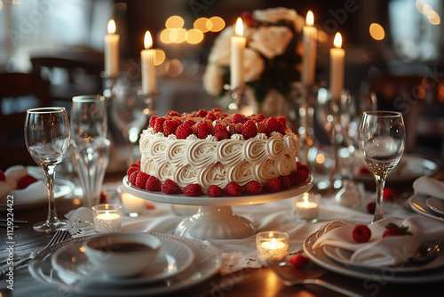 Valentine's Day Cake on Dining Table