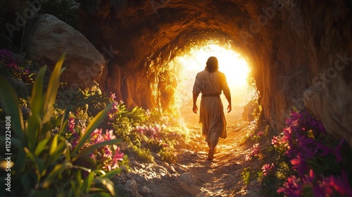 Jesus Christ Emerging from the Tomb. Generative AI