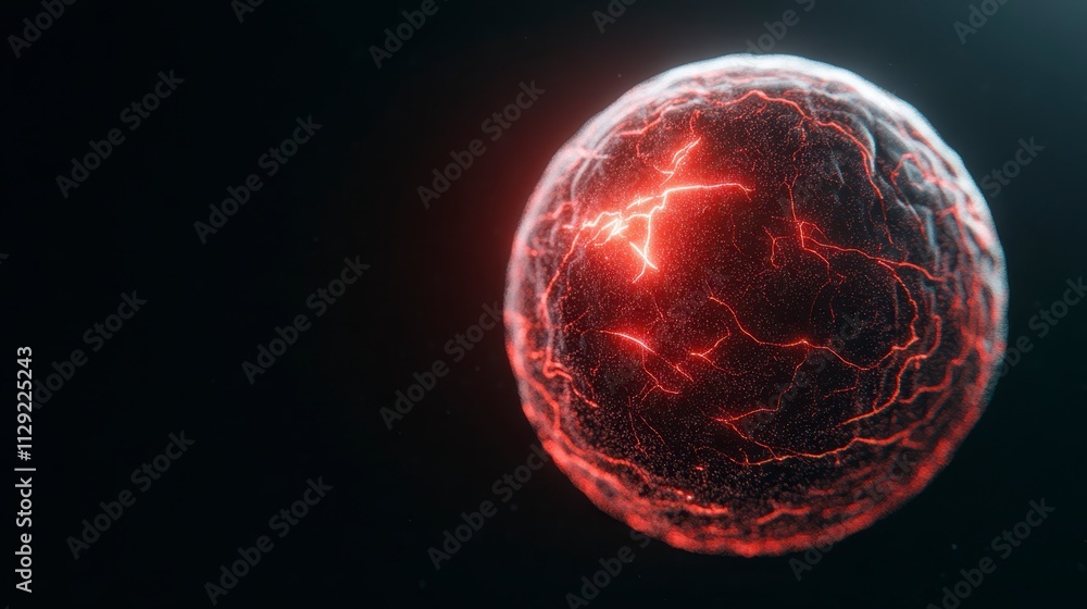 Glowing Red Energy Orb Abstract Sphere Particle Effect Science Fiction Background Glowing Red Energy Orb Abstract Sphere Particle Effect Science Fiction Background