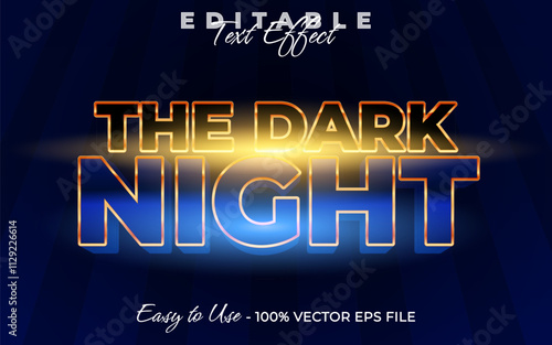 The dark night Editable text style effect, Glossy 3D text style theme.
