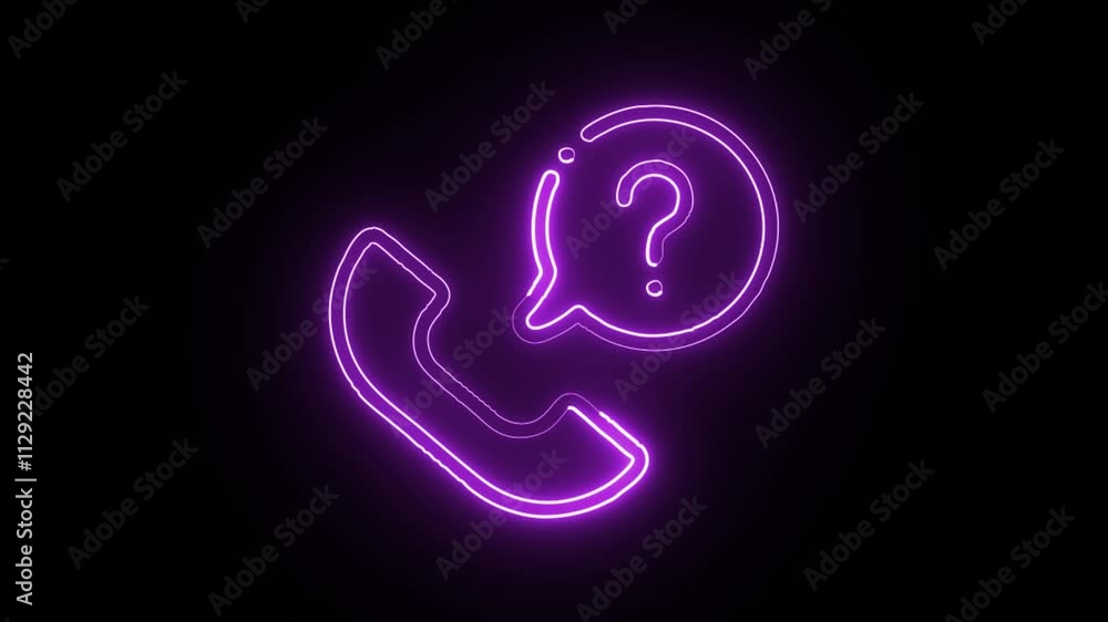 glowing neon call center icon isolated on black background. HD video motion graphic animation glowing neon call center icon isolated on black background. HD video motion graphic animation