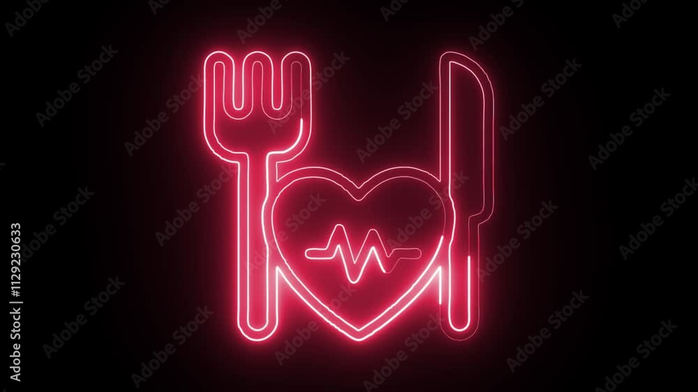 glowing neon healthy heart icon isolated on black background. HD video motion graphic animation glowing neon healthy heart icon isolated on black background. HD video motion graphic animation