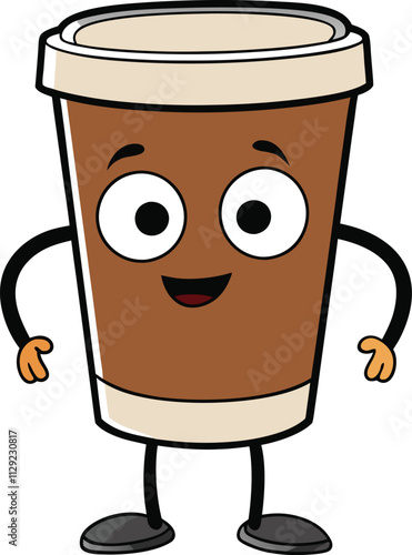 Happy Coffee Cup Cartoon Character 