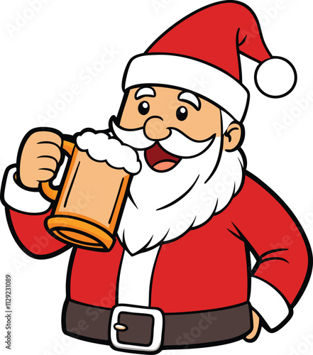 Santa's Holiday Cheer: A jolly Santa Claus enjoys a refreshing beer