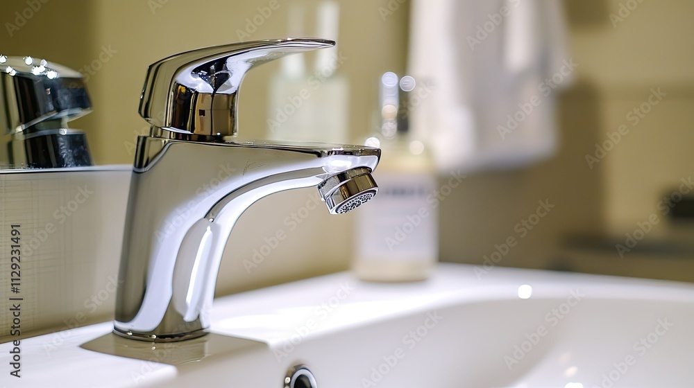 Modern Bathroom Faucet in Brushed Metal Finish Modern Bathroom Faucet in Brushed Metal Finish