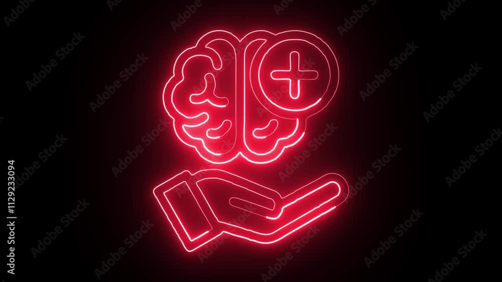 glowing neon support icon isolated on black background. HD video motion graphic animation glowing neon support icon isolated on black background. HD video motion graphic animation