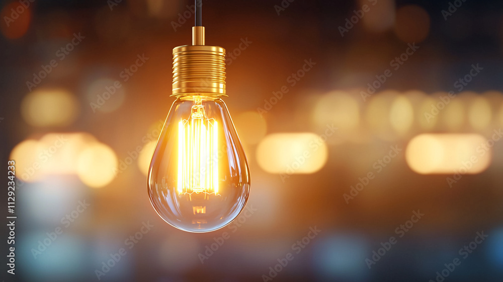 Close-up of glowing light bulb with blurred background. Close-up of glowing light bulb with blurred background.