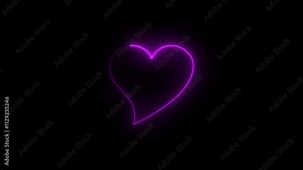 Glowing neon line love icon animation on black background. Simple neon love or heart icon. Glowing neon line love icon animation on black background. Simple neon love or heart icon.
