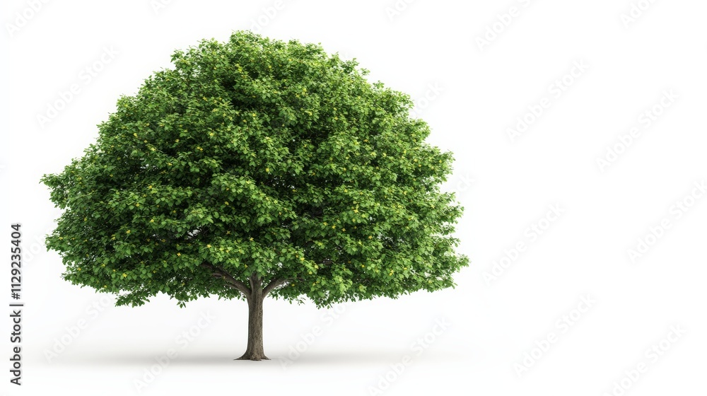 Lush Green Tree: A majestic tree, bathed in the soft glow of sunlight, stands tall with its lush canopy reaching for the sky. Its verdant leaves shimmer with life, symbolizing growth, resilience.