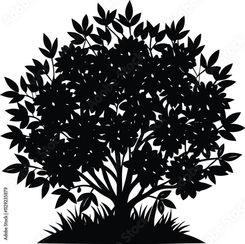 bush black and white silhouette vector design