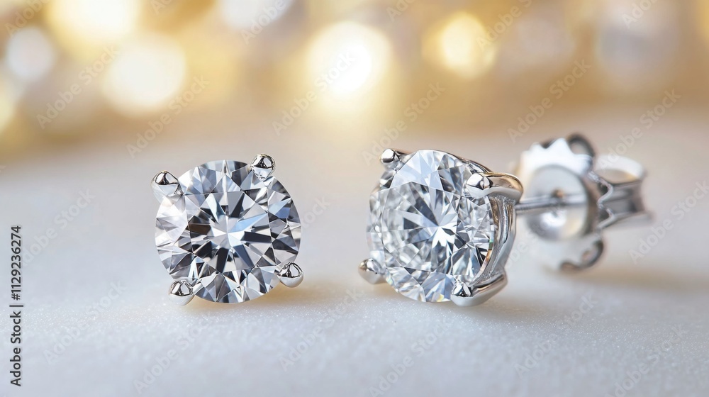 Elegant Diamond Earrings with Sparkling Brilliance on Display Elegant Diamond Earrings with Sparkling Brilliance on Display