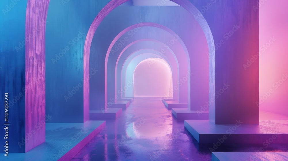 Neon Archway: A Digital Dreamscape of Purple and Blue Hues Neon Archway: A Digital Dreamscape of Purple and Blue Hues