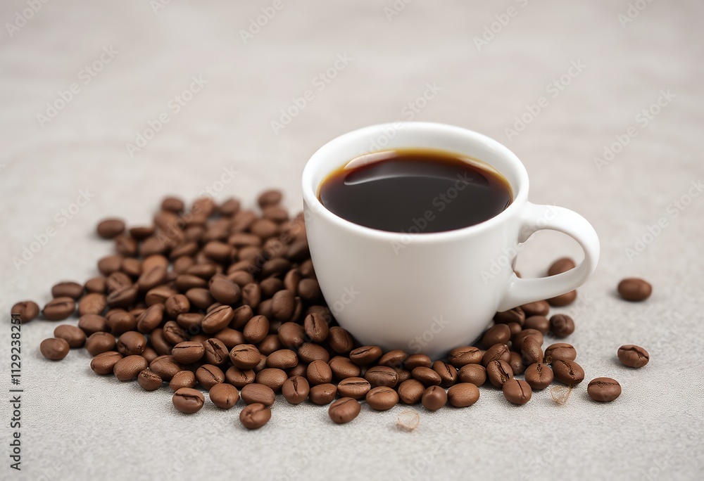 Fototapeta premium Aromatic Coffee Cup and Roasted Beans