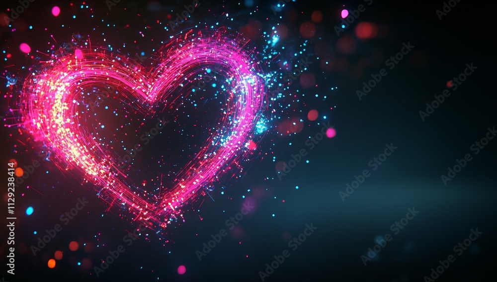 Glowing Neon Heart Abstract Love Romantic Background Glowing Neon Heart Abstract Love Romantic Background