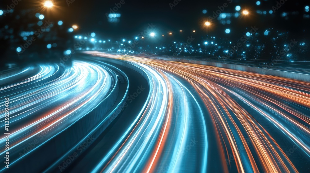 High-tech light trails creating a futuristic flow High-tech light trails creating a futuristic flow