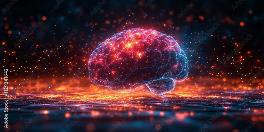 Obraz premium Glowing Brain Network AI Neuroscience Mind Power